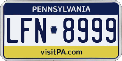 PA license plate LFN8999
