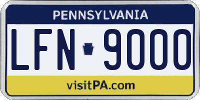 PA license plate LFN9000