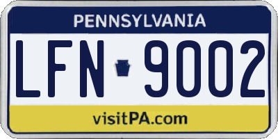PA license plate LFN9002