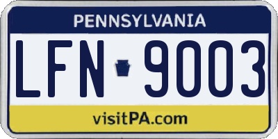PA license plate LFN9003