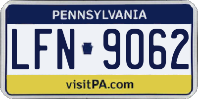 PA license plate LFN9062