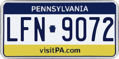 PA license plate LFN9072