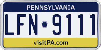 PA license plate LFN9111