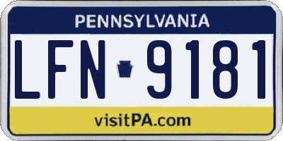 PA license plate LFN9181