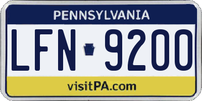 PA license plate LFN9200