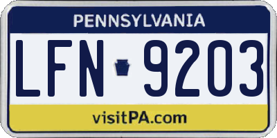 PA license plate LFN9203
