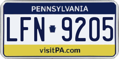 PA license plate LFN9205