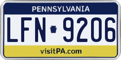 PA license plate LFN9206