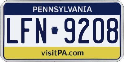 PA license plate LFN9208