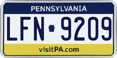 PA license plate LFN9209
