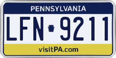 PA license plate LFN9211