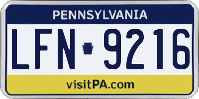 PA license plate LFN9216