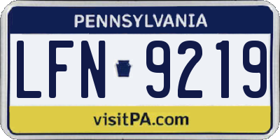 PA license plate LFN9219