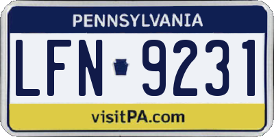 PA license plate LFN9231