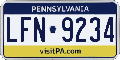 PA license plate LFN9234
