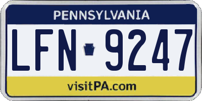 PA license plate LFN9247