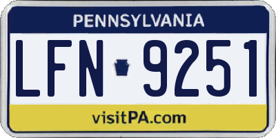 PA license plate LFN9251