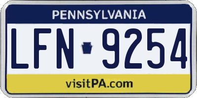 PA license plate LFN9254