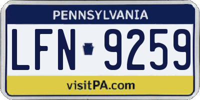PA license plate LFN9259