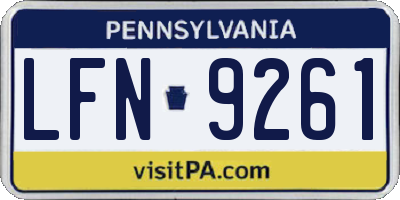 PA license plate LFN9261