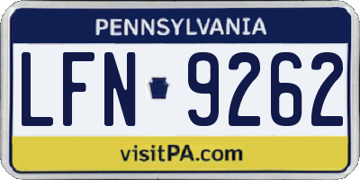 PA license plate LFN9262