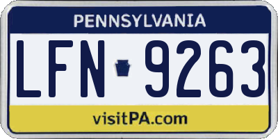 PA license plate LFN9263