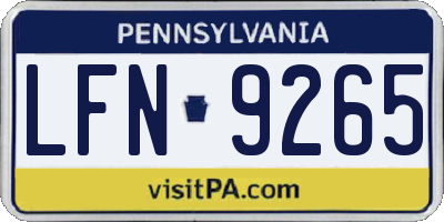 PA license plate LFN9265
