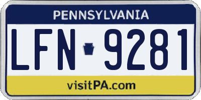 PA license plate LFN9281