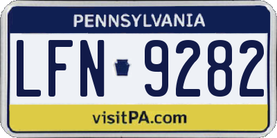 PA license plate LFN9282