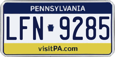 PA license plate LFN9285