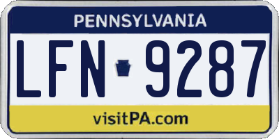 PA license plate LFN9287
