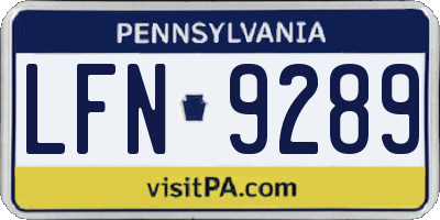 PA license plate LFN9289