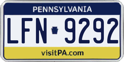 PA license plate LFN9292