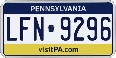 PA license plate LFN9296