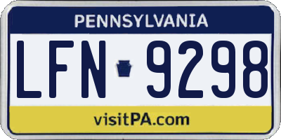 PA license plate LFN9298