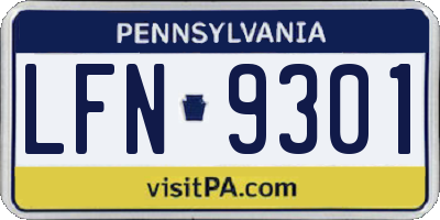 PA license plate LFN9301