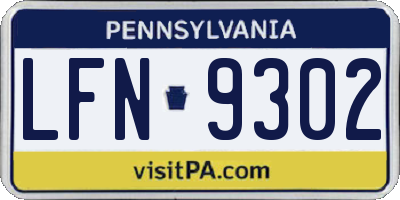 PA license plate LFN9302