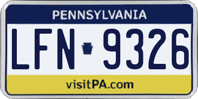 PA license plate LFN9326