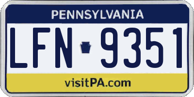 PA license plate LFN9351