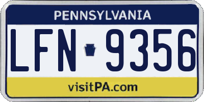 PA license plate LFN9356