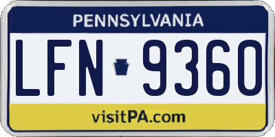 PA license plate LFN9360