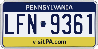 PA license plate LFN9361