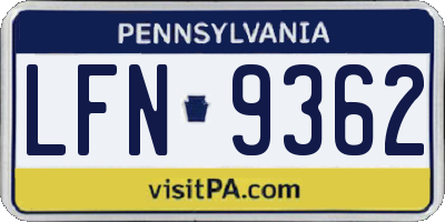 PA license plate LFN9362