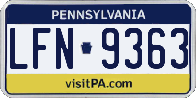 PA license plate LFN9363