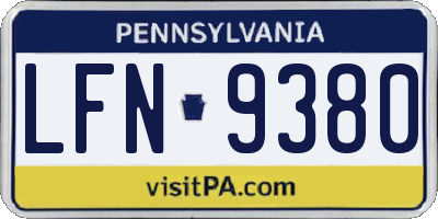 PA license plate LFN9380