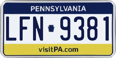 PA license plate LFN9381