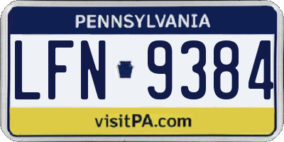 PA license plate LFN9384