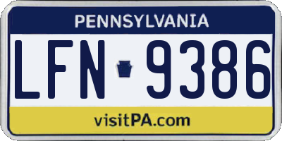 PA license plate LFN9386