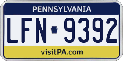PA license plate LFN9392