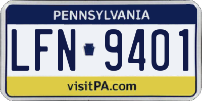 PA license plate LFN9401